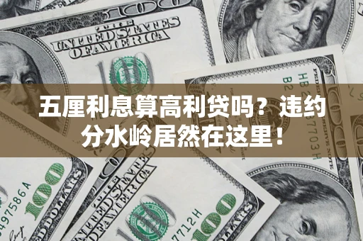 武汉五厘利息算高利贷吗？违约分水岭居然在这里！