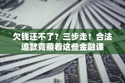 武汉欠钱还不了？三步走！合法追款竟藏着这些金融课